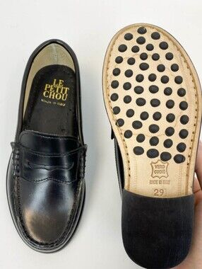 Leather Boys Black Leather Penny Loafers